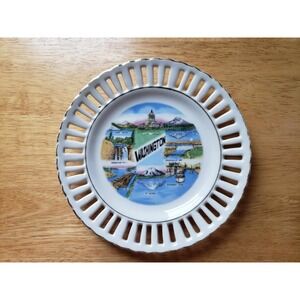 Washington State Souvenir Plate 6.25" Porcelain Decorative Collectible Vintage